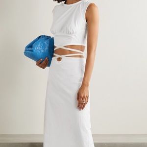 Christopher Esber white lace up cropped poplin top